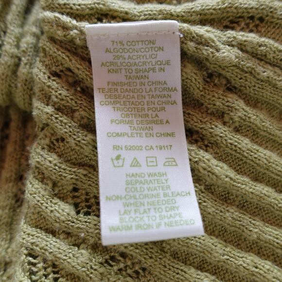 Vintage Sigrid Olsen Cardigan Sweater Womens Large Lime Green Eyelet Indie Boho - Picture 7 of 8
